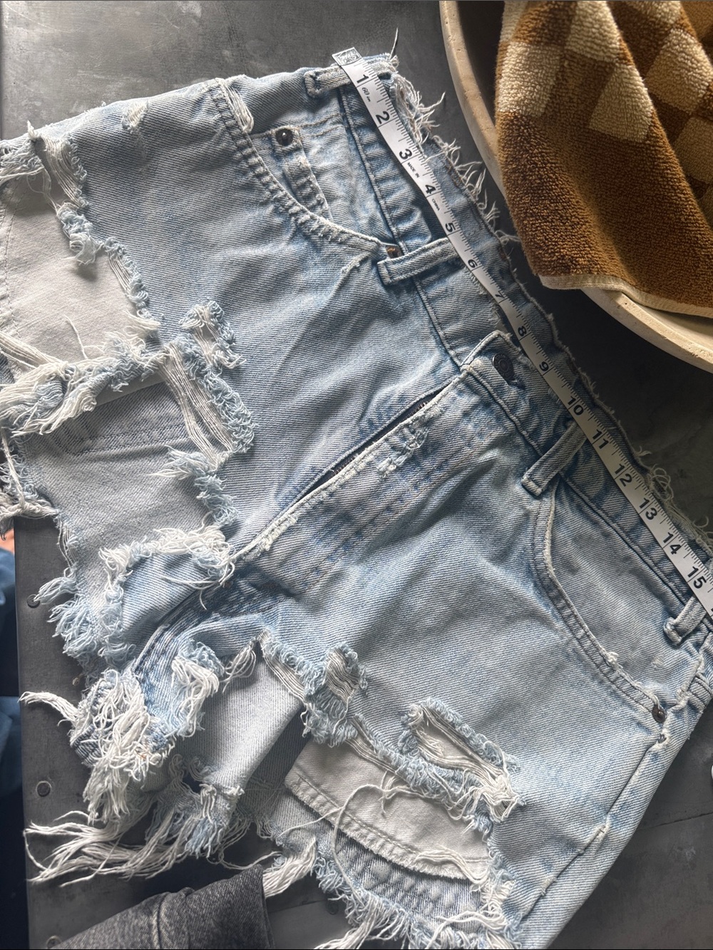 Vintage Levi’s light blue denim shorts
